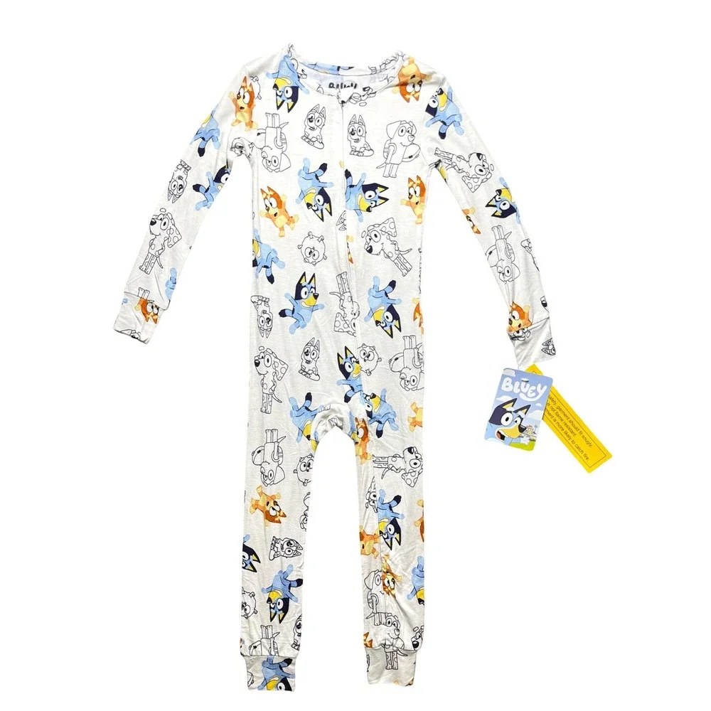 Bluey Toddler Unisex‎ 4T One Piece Pajamas Zip Front Viscose Bingo Snug Fit NWT